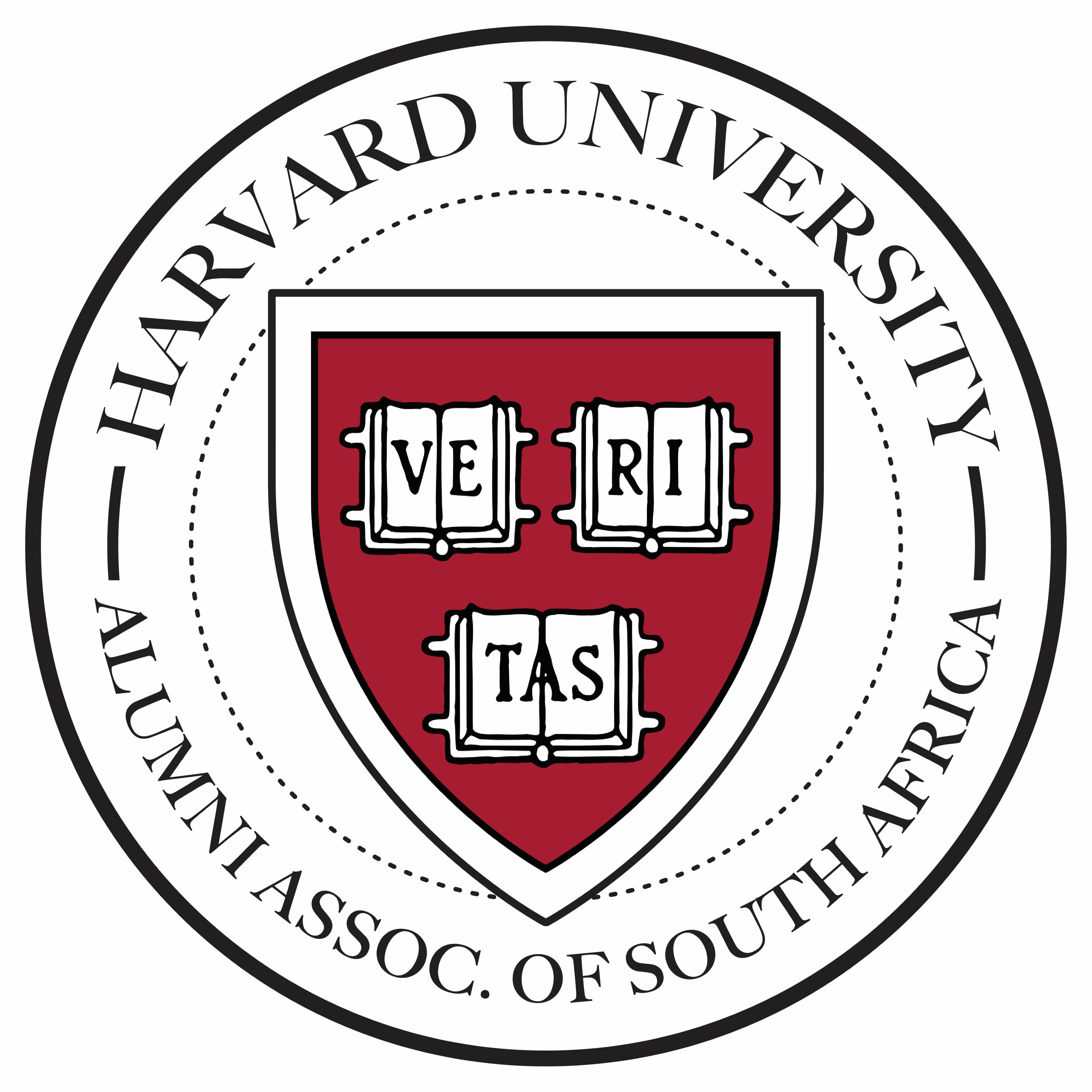 Harvard University Alumni Association of South Africa logo with red Harvard Veritas shield